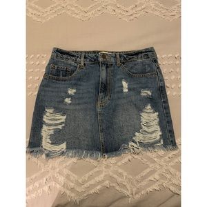 Forever 21 Distressed Denim Skirt